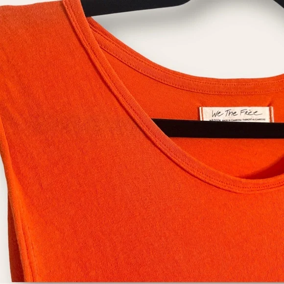 SOLD🚨Free People Raw Edge Drop Waist Sleeveless Anytime Tank Orange - Picture 9 of 10